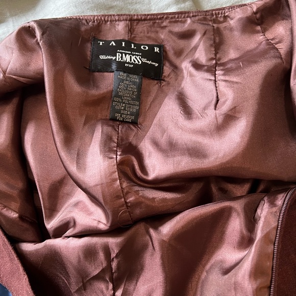 Vintage B.Moss Brown Linen Embroidered Fringe Skirt Size 8 - Picture 10 of 15